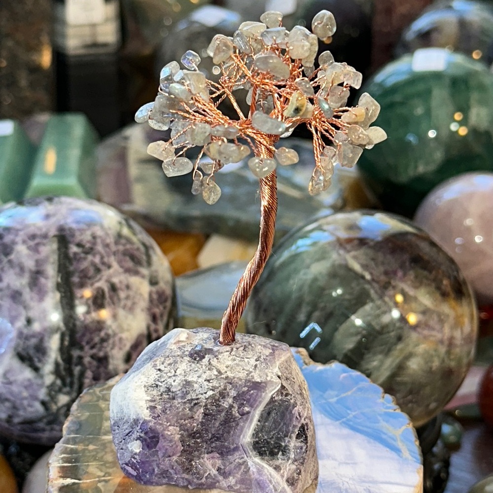 🌸SALE🌸 Moonstone Crystal Chip Tree With A Dream Amethyst Base!